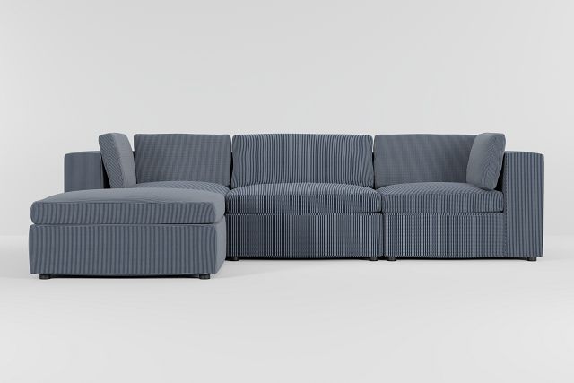 Destin Lucy Navy Fabric 4-piece Bumper Sectional