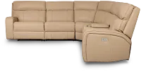 Rhett Taupe Micro Small Triple Power Reclining Two-arm Sectional