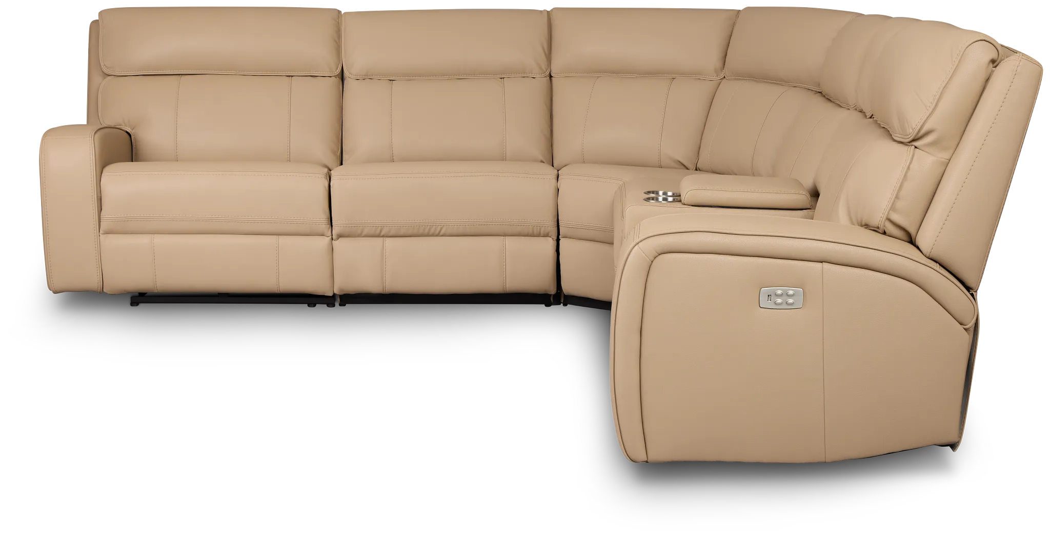 Rhett Taupe Micro Small Triple Power Reclining Two-arm Sectional