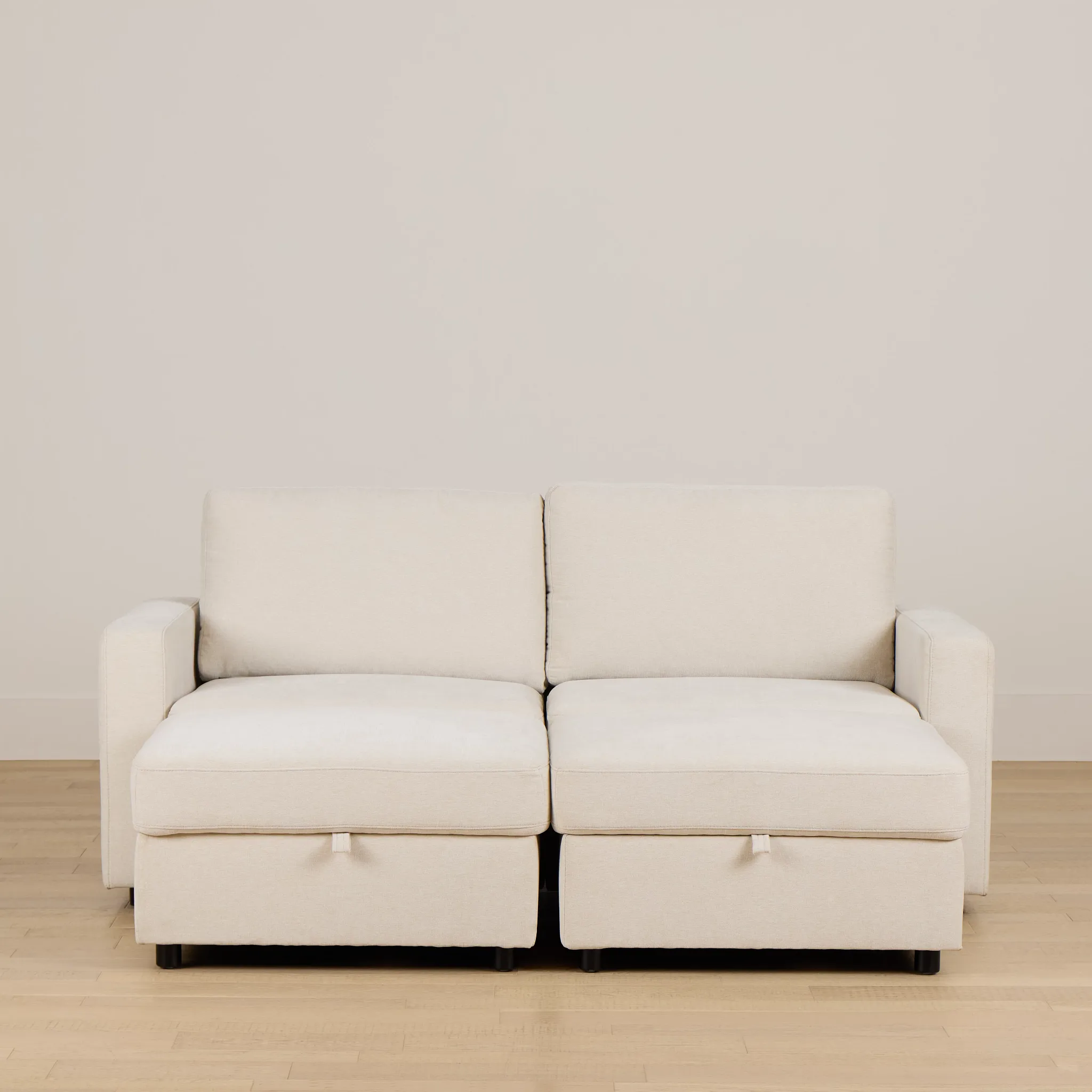 Addie Beige Fabric 4-piece Pit Storage Sectional