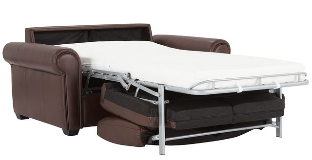 Lincoln Medium Brown Lthr/vinyl Memory Foam Sleeper