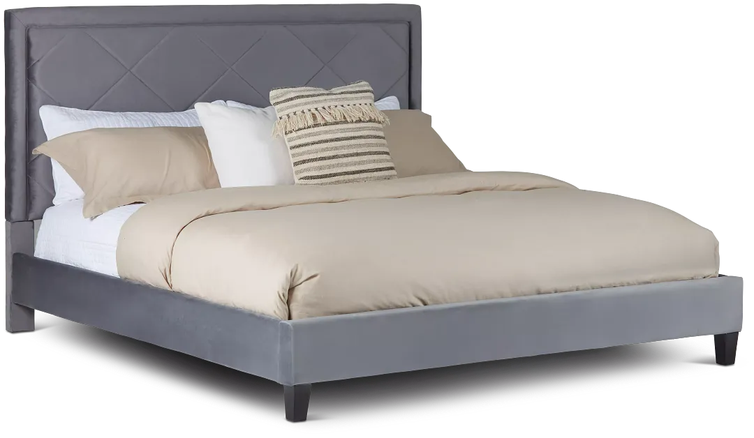 Collin Dark Gray Velvet Platform Bed
