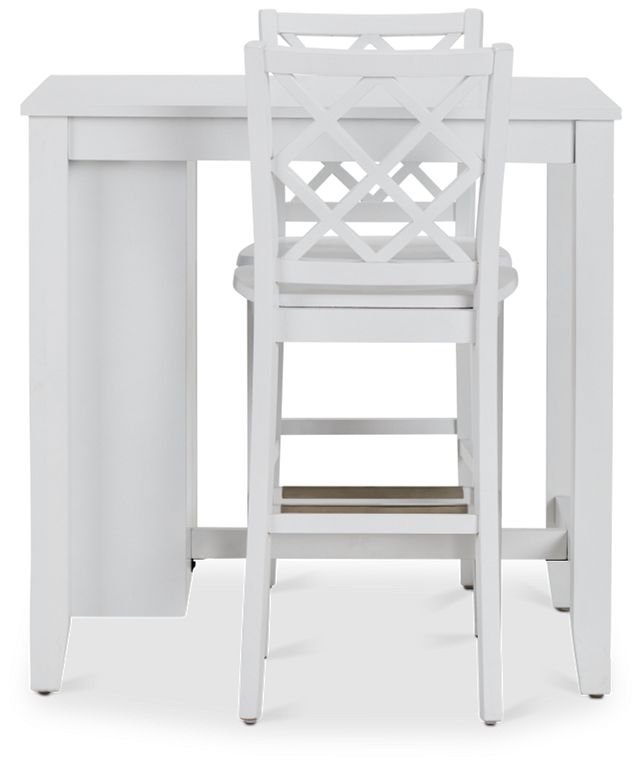 Edgartown Storage White High Table & 2 White Wood Barstools