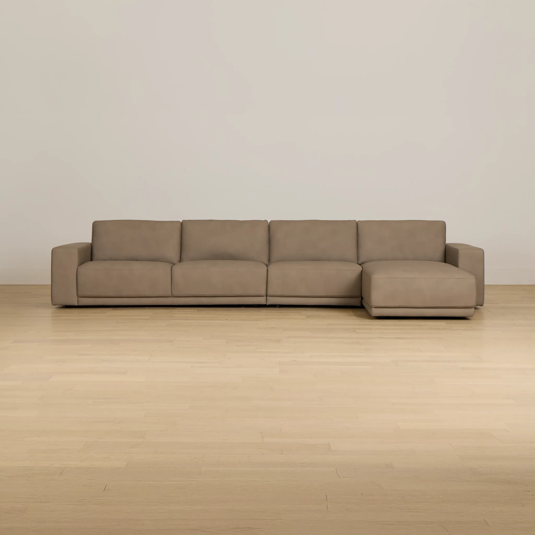 Kellan Taupe Leather Small Right Chaise Sectional