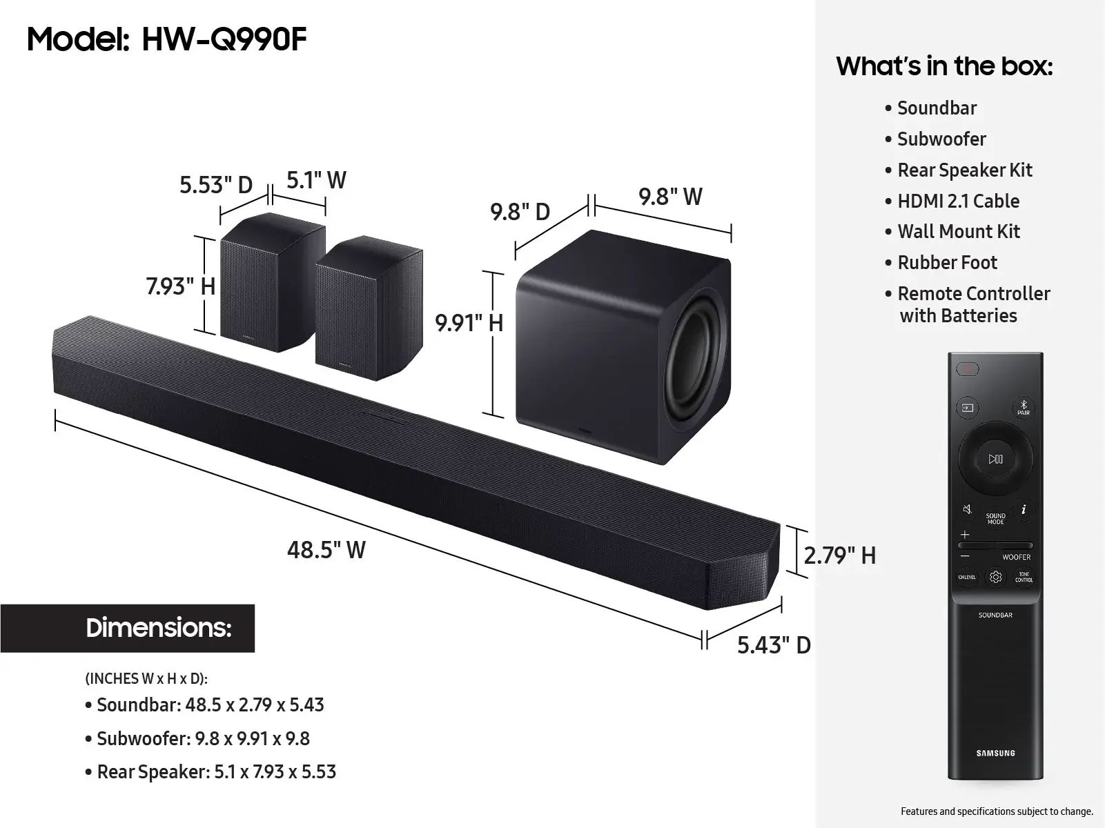 Samsung Q-series Soundbar Hw-q990f 11.1.4 Ch Soundbar Samsung Q-series Soundbar Hw-q990f 11.1.4 Ch Soundbar