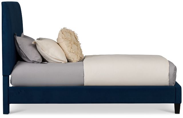 Lucy Dark Blue Uph Platform Bed