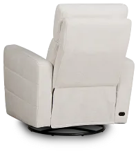 Rae White Fabric Power Swivel Glider Recliner