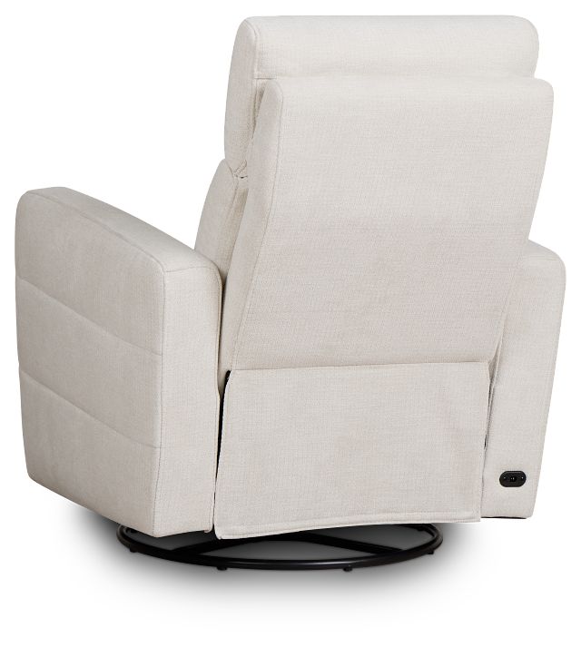 Rae White Fabric Power Swivel Glider Recliner