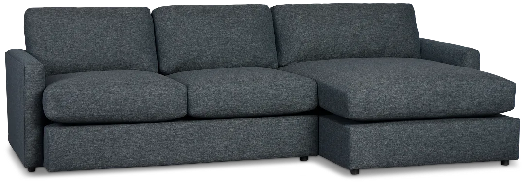 Noah Dark Blue Fabric Small Right Chaise Sectional