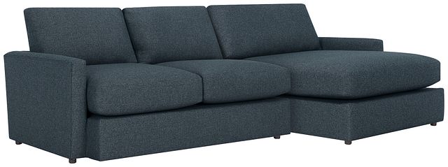 Noah Dark Blue Fabric Small Right Chaise Sectional (0)