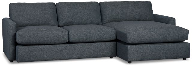 Noah Dark Blue Fabric Small Right Chaise Sectional