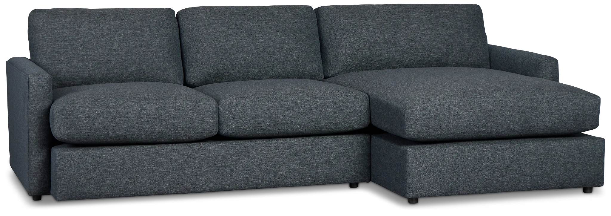 Noah Dark Blue Fabric Small Right Chaise Sectional