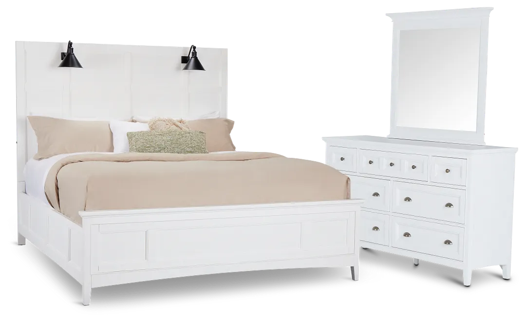 Heron Cove White Panel Bedroom With Lights