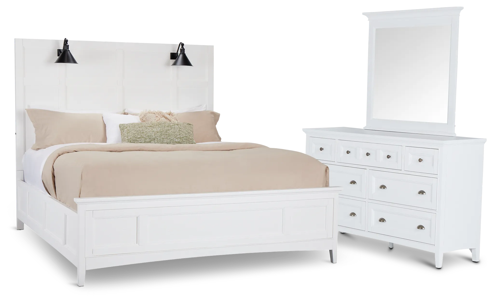 Heron Cove White Panel Bedroom With Lights