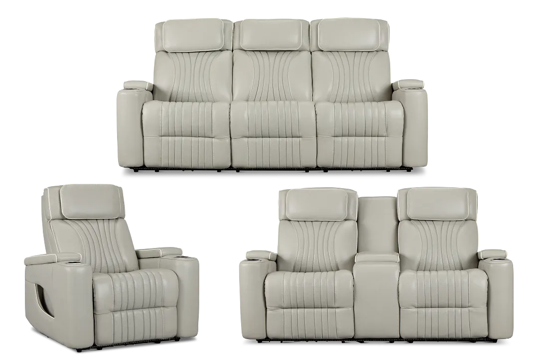 Nova Light Gray Lthr/vinyl Power Reclining Living Room