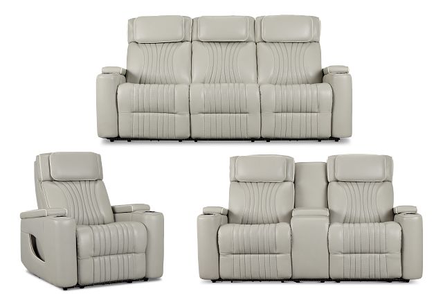 Nova Light Gray Lthr/vinyl Power Reclining Living Room