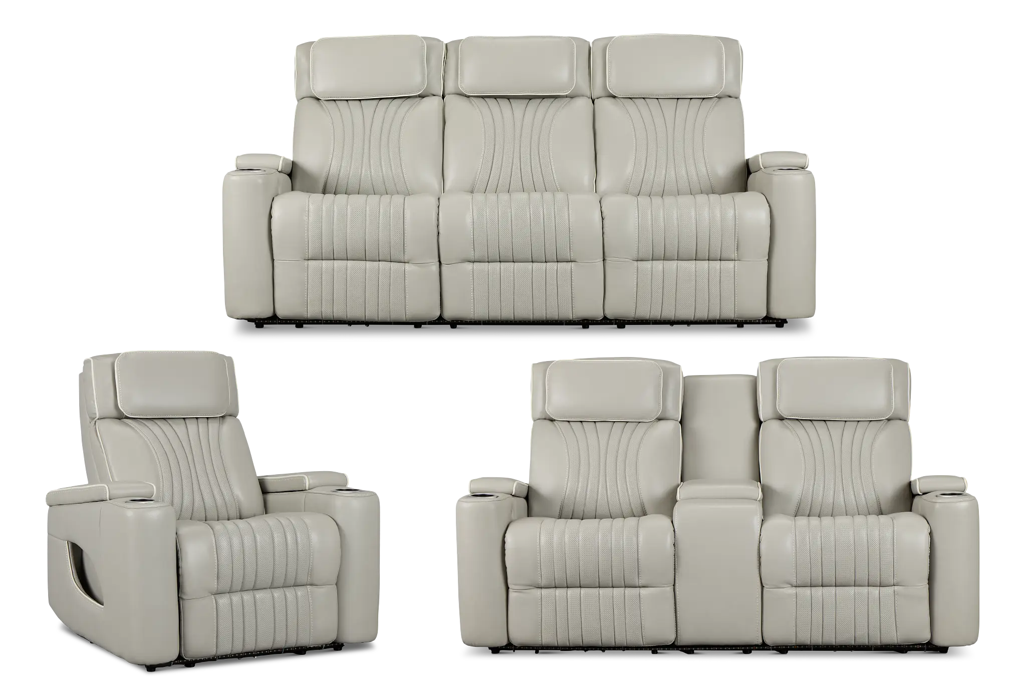 Nova Light Gray Lthr/vinyl Power Reclining Living Room Nova Light Gray Lthr/vinyl Power Reclining Living Room