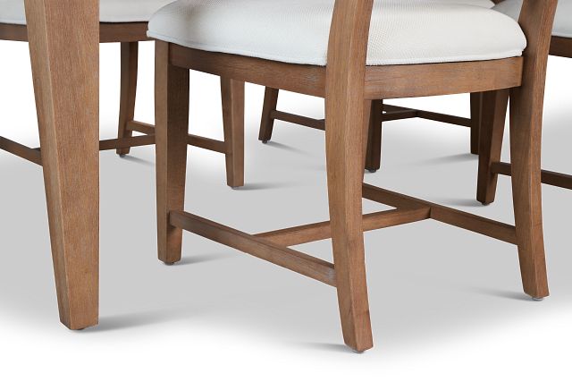 Provo Mid Tone Rect Table & 4 White Upholstered Chairs