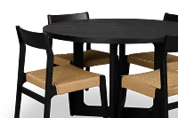 Santorini Black Round Table & 4 Woven Chairs