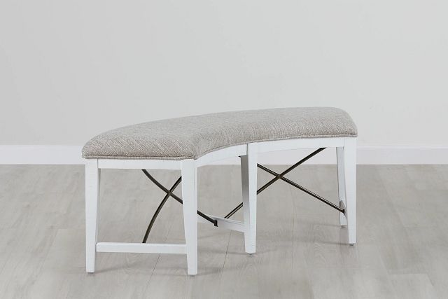 Heron Cove White Curved Dining Bench