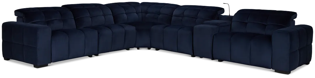 Gemma Navy Velvet Medium Dual Power 2-arm Reclining Sectional