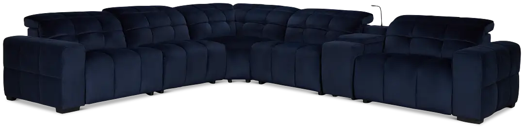 Gemma Navy Velvet Medium Dual Power 2-arm Reclining Sectional Gemma Navy Velvet Medium Dual Power 2-arm Reclining Sectional