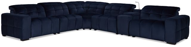 Gemma Navy Velvet Medium Dual Power 2-arm Reclining Sectional