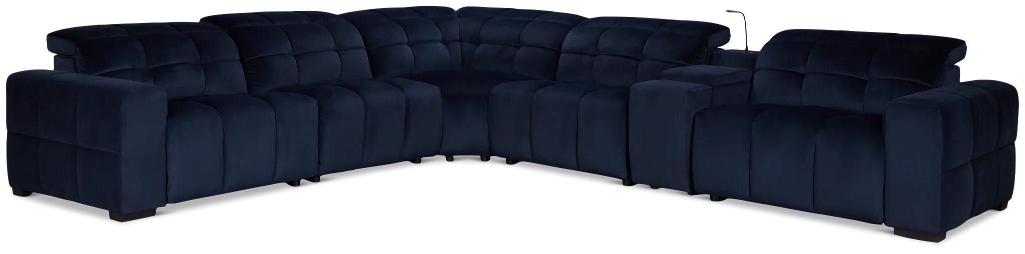 Gemma Navy Velvet Medium Dual Power 2-arm Reclining Sectional