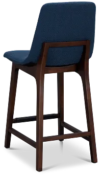 Hamilton Dark Blue Fabric 24" Upholstered Barstool