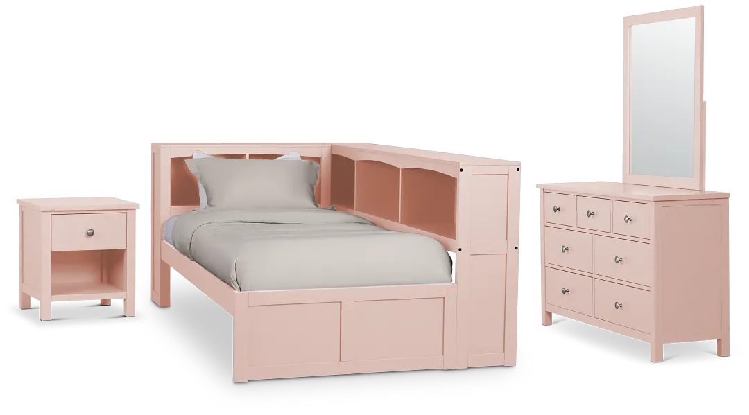 Charleston Pink Corner Bookcase Bedroom