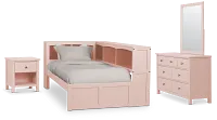 Charleston Pink Corner Bookcase Bedroom
