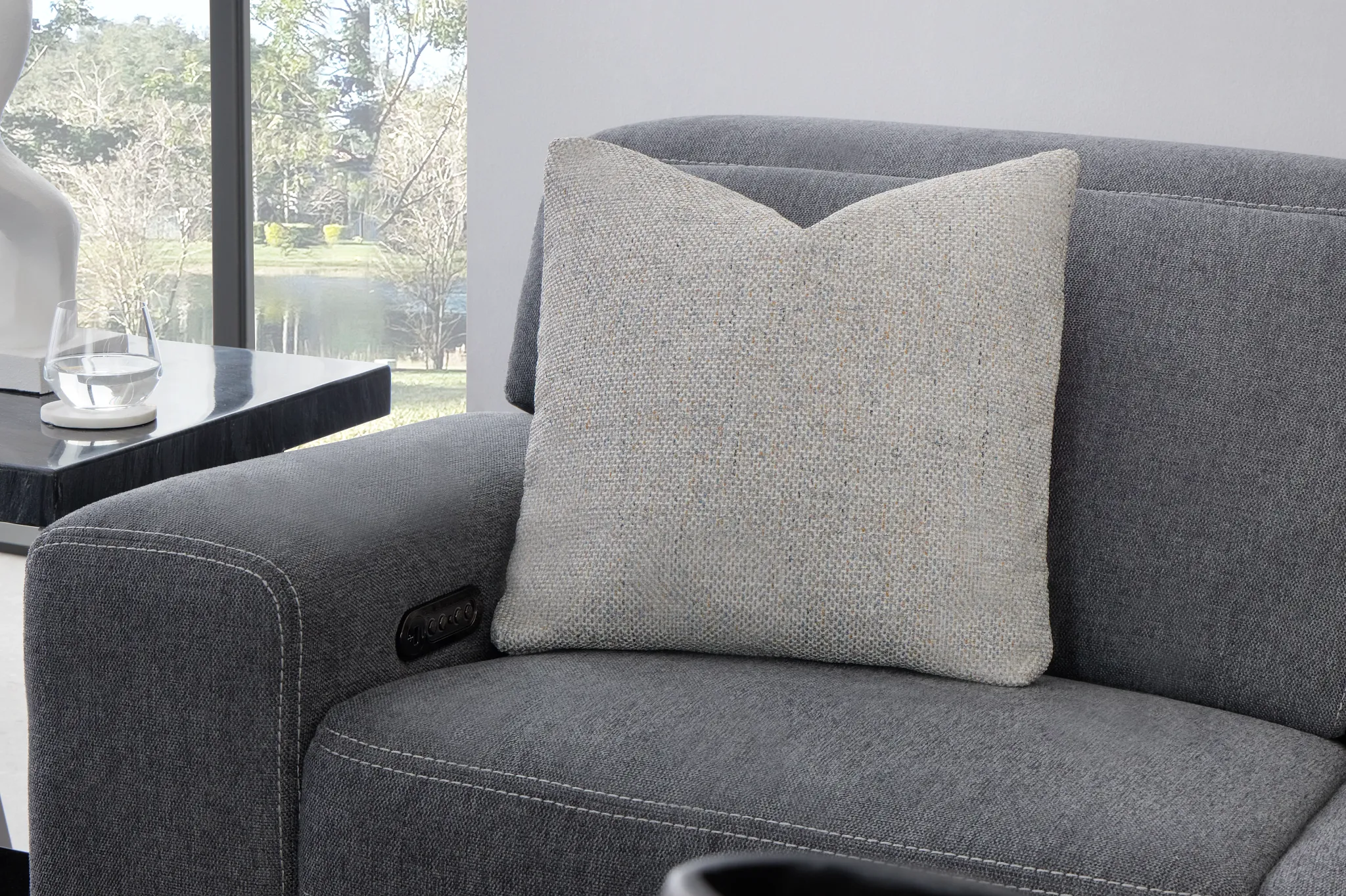 Callum Dark Gray Fabric 2-piece Modular Power Reclining Sofa