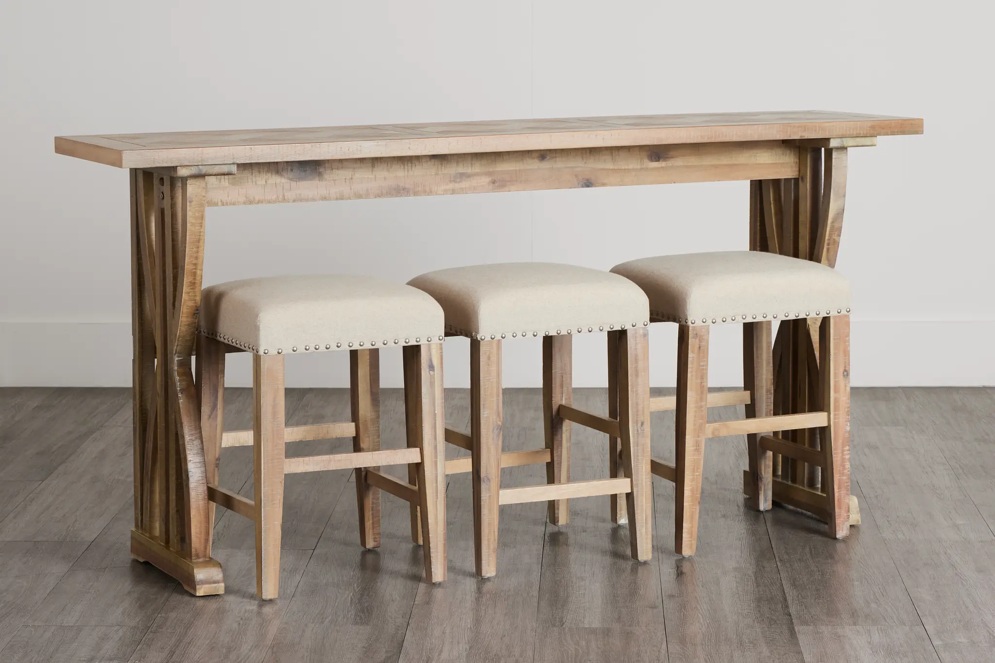 Joplin Light Tone High Table With 3 Backless Barstools Joplin Light Tone High Table With 3 Backless Barstools