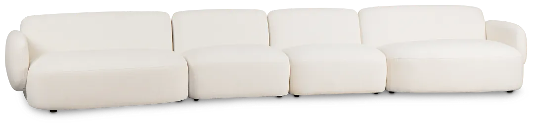 Halsey White Fabric Dual Cuddler Sectional