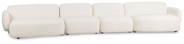 Halsey White Fabric Dual Cuddler Sectional