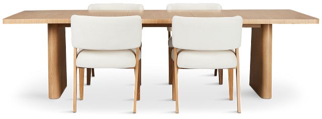 Malibu Light Tone Rect Table & 4 Upholstered Chairs