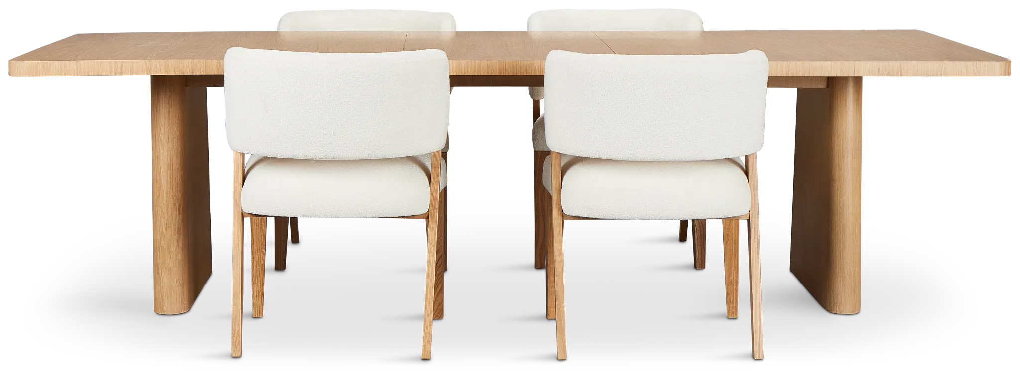 Malibu Light Tone Rect Table & 4 Upholstered Chairs