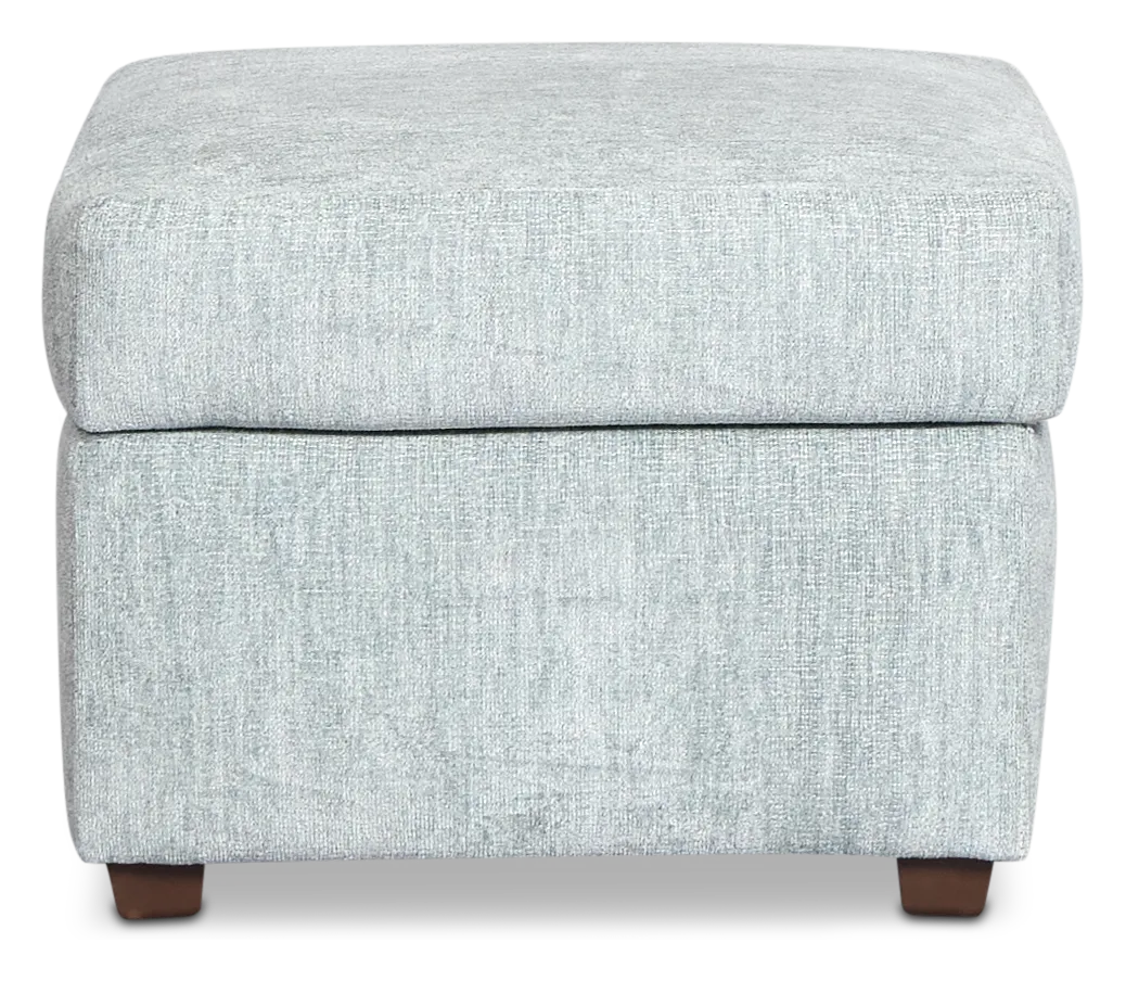 Shore Light Blue Fabric Ottoman
