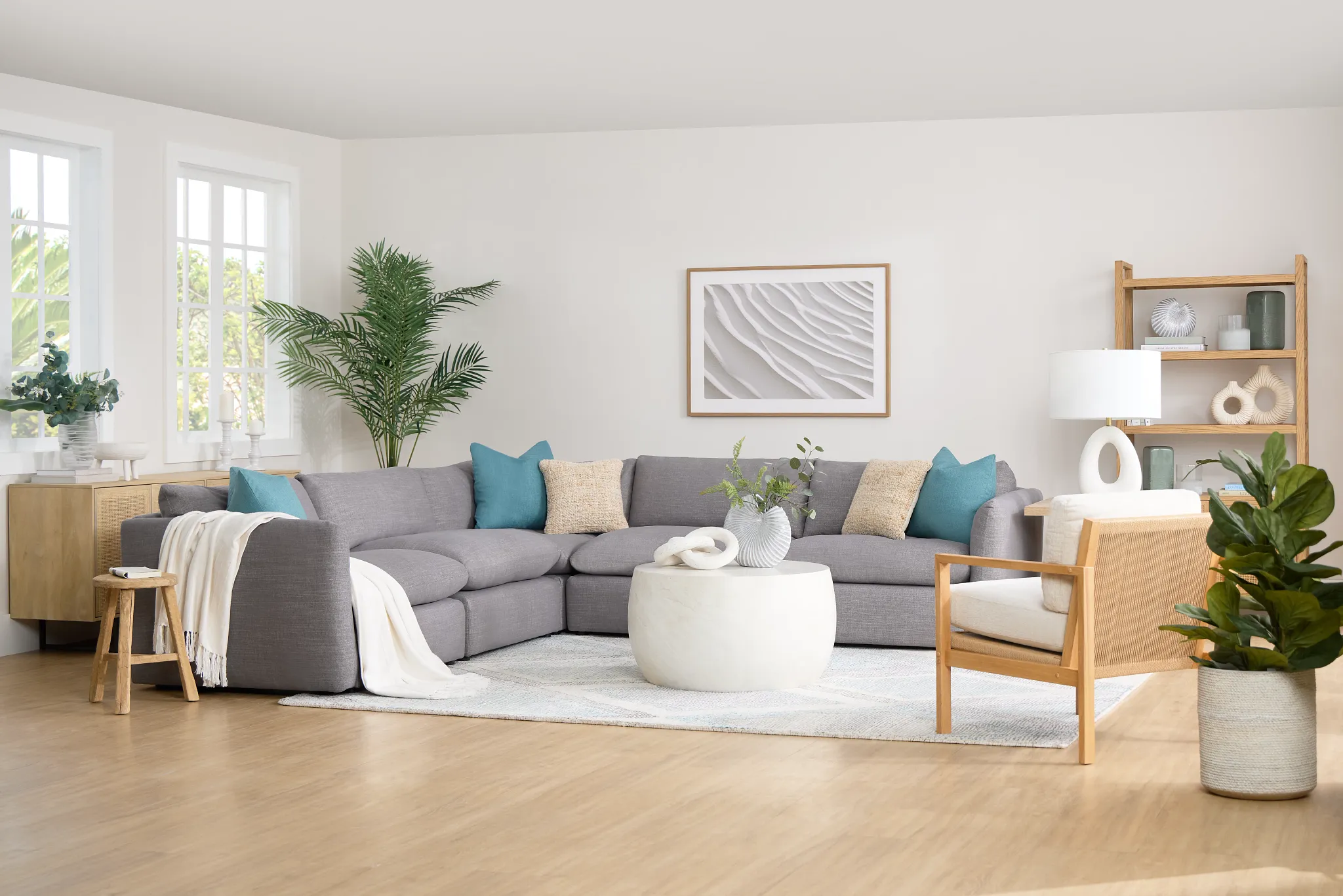 Serena Gray Fabric 5-piece Modular Sectional