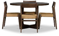 Santorini Dark Tone Round Table & 4 Woven Chairs