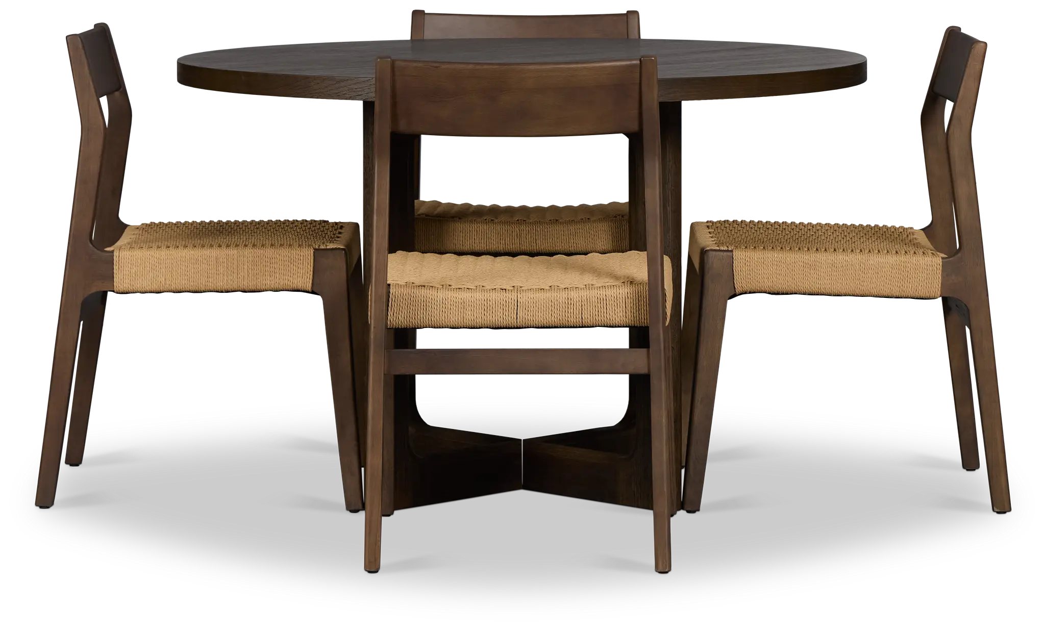 Santorini Dark Tone Round Table & 4 Woven Chairs Santorini Dark Tone Round Table & 4 Woven Chairs