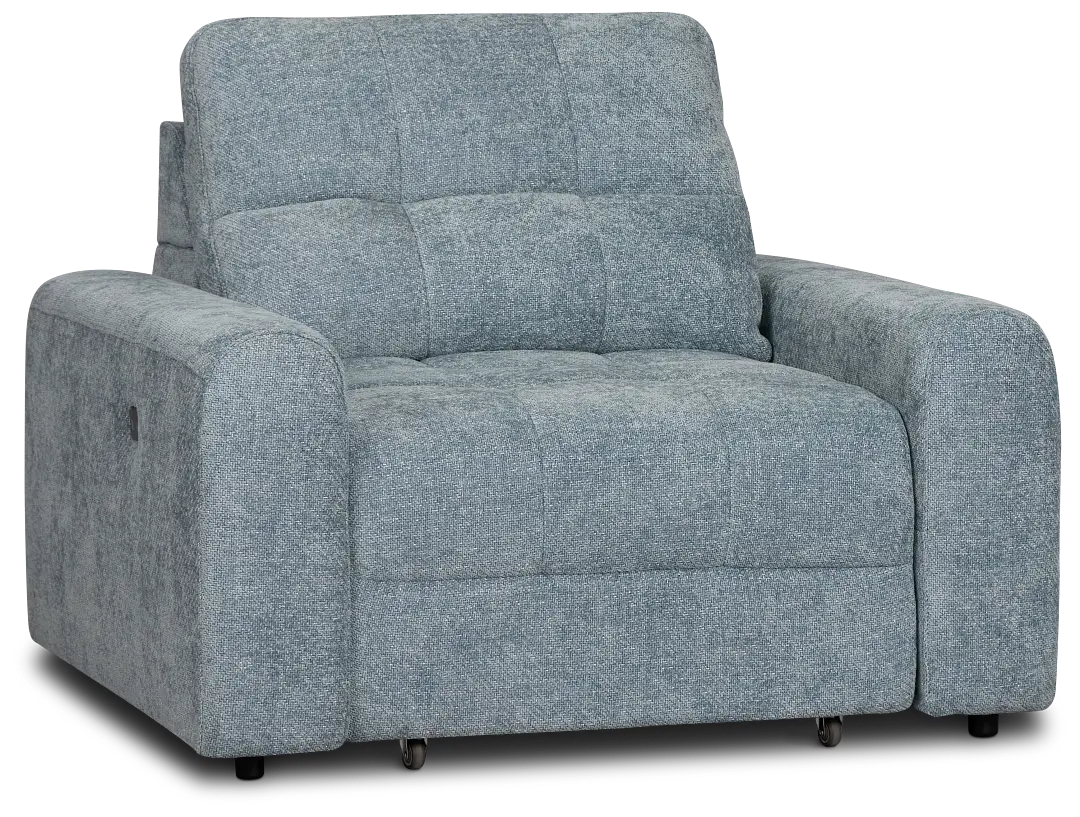 Hendrix Light Blue Fabric Power Reclining Chaise Hendrix Light Blue Fabric Power Reclining Chaise