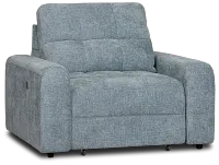 Hendrix Light Blue Fabric Power Reclining Chaise