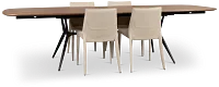 Margo Two-tone Rect Table & 4 Light Beige Upholstered Side Chairs