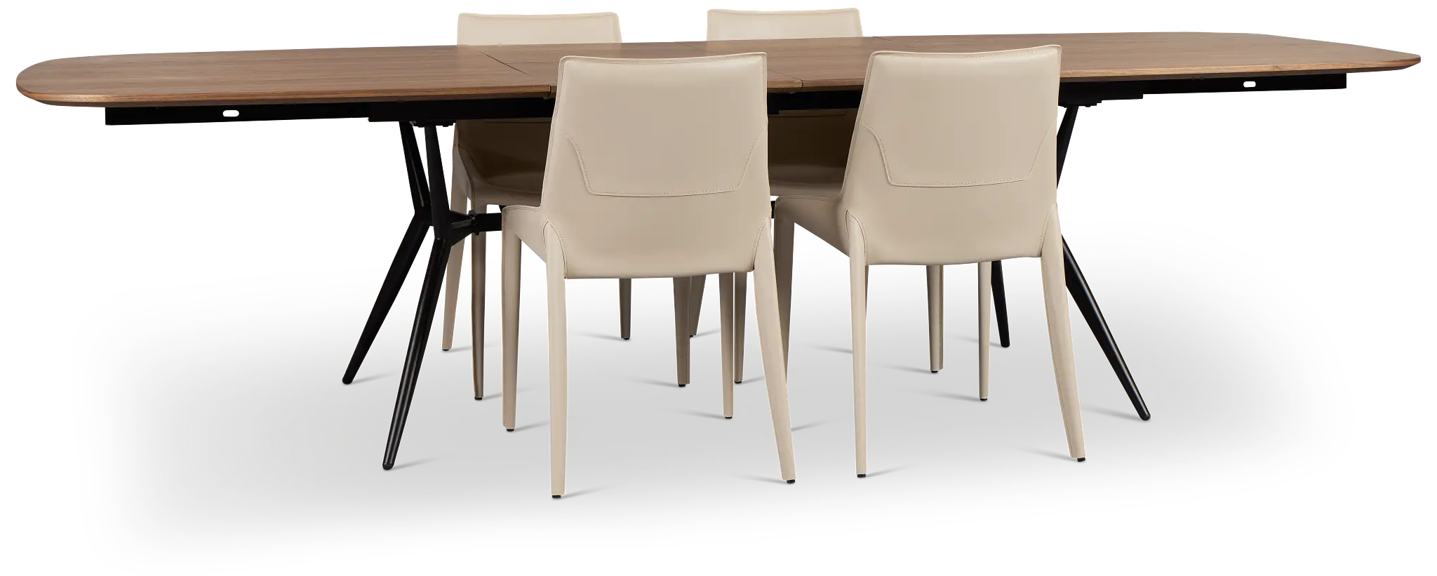 Margo Two-tone Rect Table & 4 Light Beige Upholstered Side Chairs Margo Two-tone Rect Table & 4 Light Beige Upholstered Side Chairs