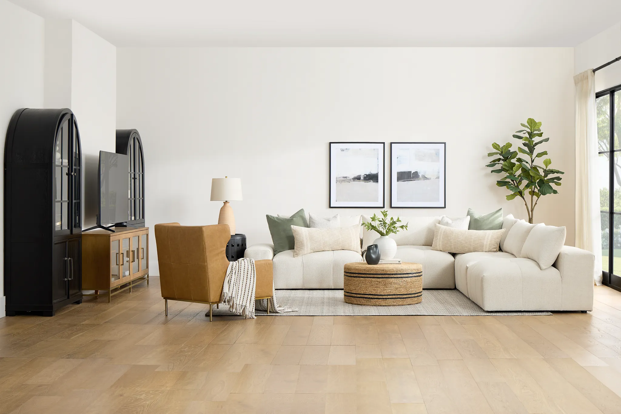 Remi Light Beige Fabric 5-piece Modular Sectional