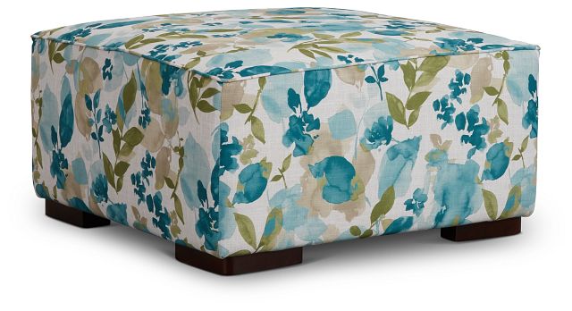 Wellstone Teal Fabric Cocktail Ottoman