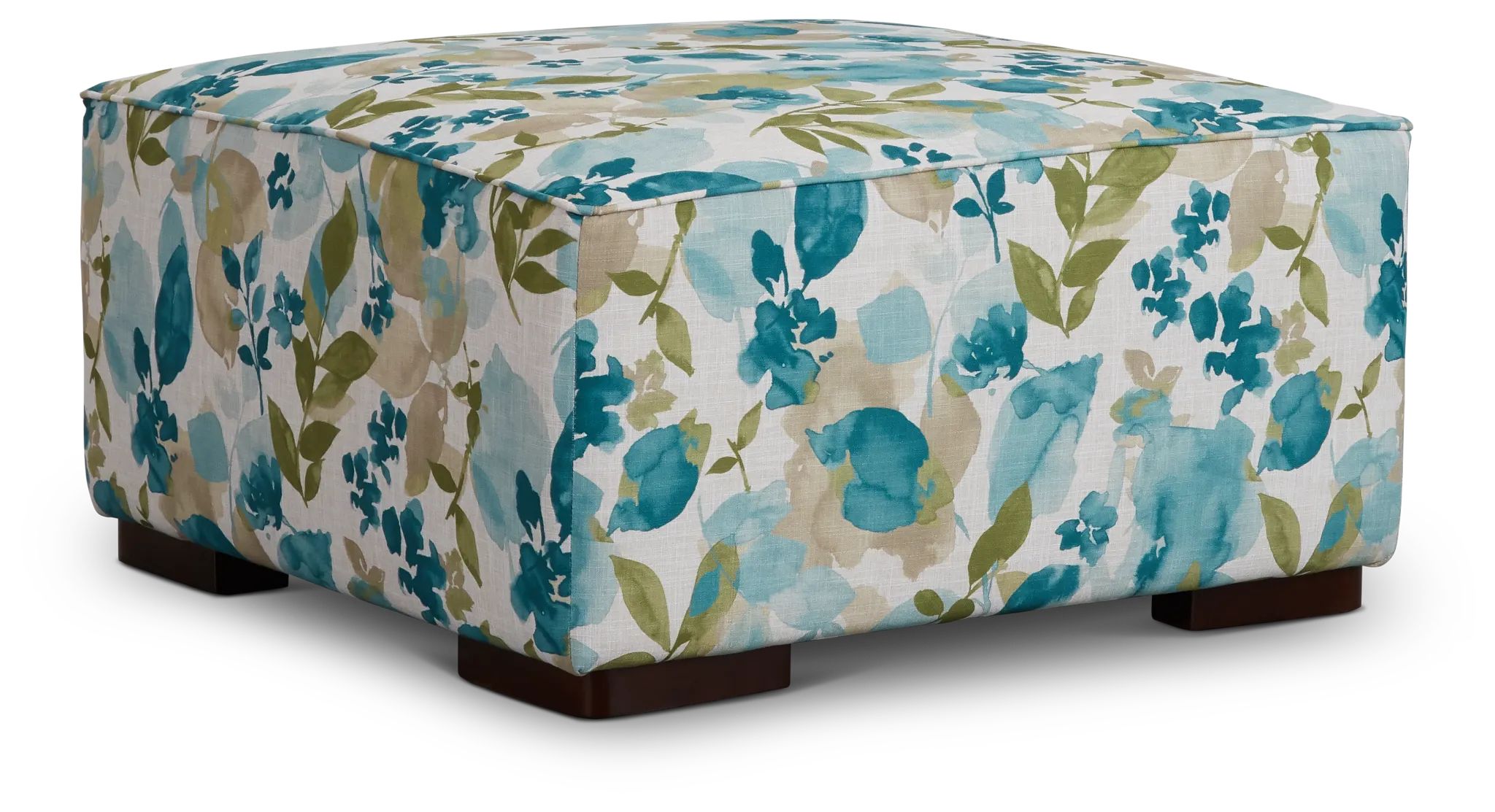 Wellstone Teal Fabric Cocktail Ottoman