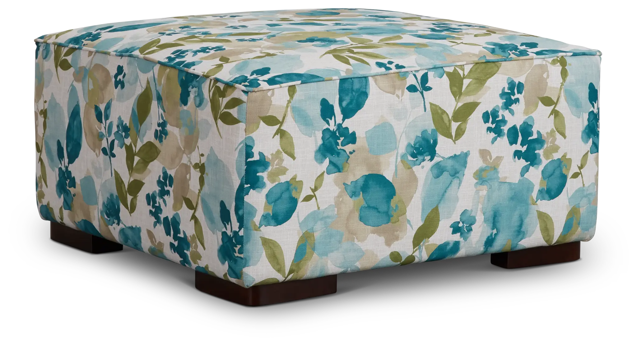 Wellstone Teal Fabric Cocktail Ottoman Wellstone Teal Fabric Cocktail Ottoman