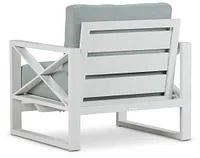 Linear White Teal Rocking Chair